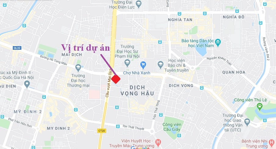 vị trí chung cư Constrexim Complex Xuân Thủy
